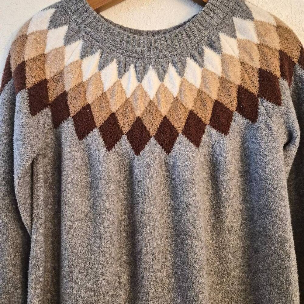 St. John's Bay Scoopneck Sweater w/ Argyle Design - Picture 3 of 5